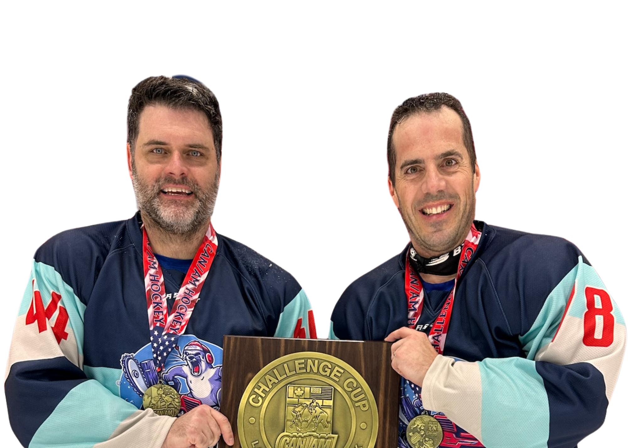 Adult Gold Celebration - 2 Players Holding Plaque Adult Gold Celebration - 2 Players Holding Plaque