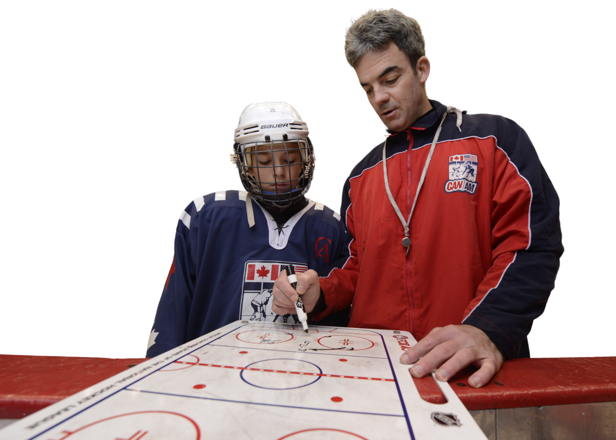 Coach with Rinkboard going Over Plays w Camper Coach with Rinkboard going Over Plays w Camper